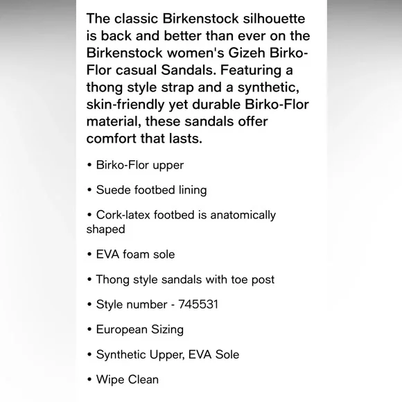 Birkenstock Gizeh Buro-flor thong sandal, like new, black size 40. Worn once - Picture 4 of 8